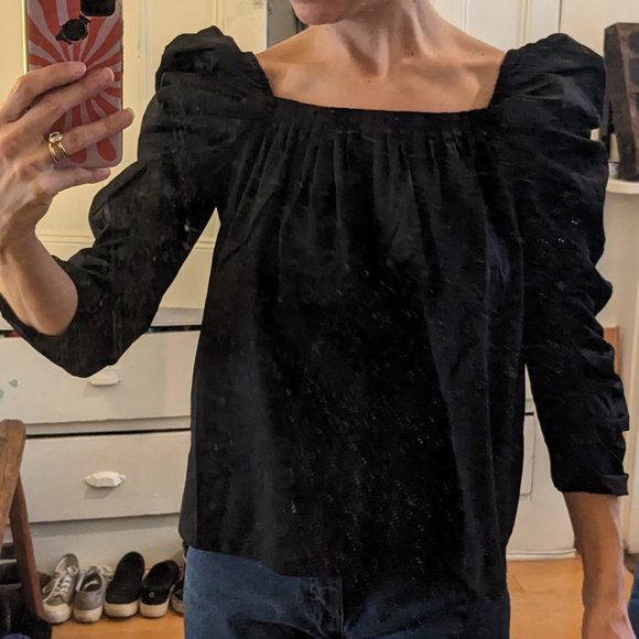 Kate Spade New York - Black Puff Sleeve Blouse - Picture 5 of 7